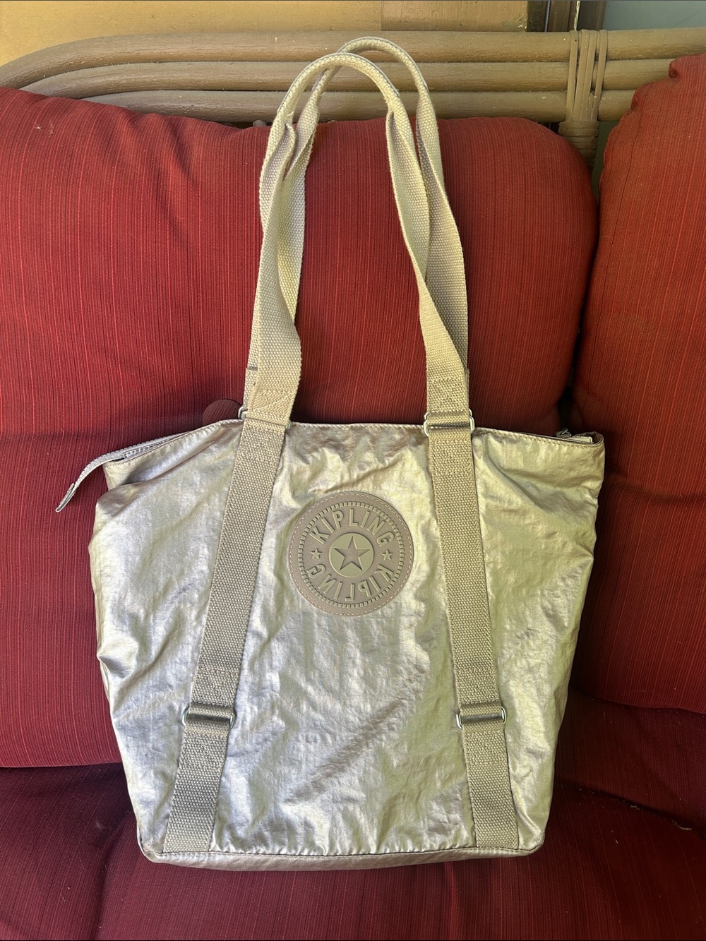 Kipling Metallic silver Tote - Shimmer Finish